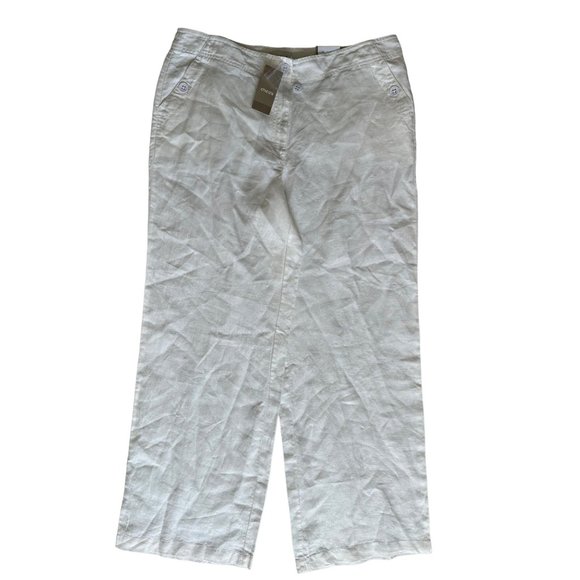 Chicos New Size Medium /10 Linen Wide Leg Pant in Optic White NWT - Picture 1 of 16